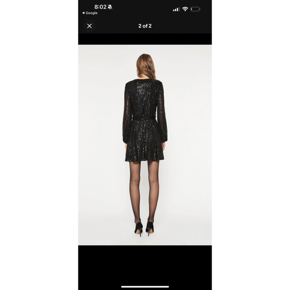 Bardot Bellissa Sequin Mini Wrap Dress Black Long Sleeve Formal Cocktail XS - Picture 2 of 9
